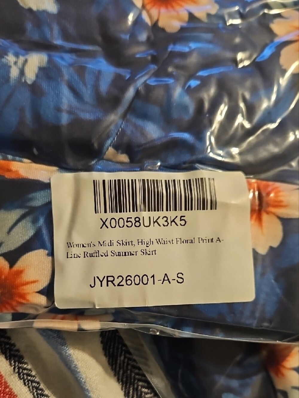 Navy Floral Midi Skirt - Lightweight Summer Skirt Size Small NIP - Picture 9 of 10